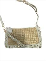 Edgy Chic Woven Baguette with Gold Studs - Image 3