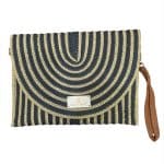 Striped Straw Clutch