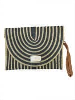 Striped Straw Clutch