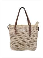 Handwoven Straw Tote Bag with Leather Handles – Summer Beach Shoulder Bag - Image 2