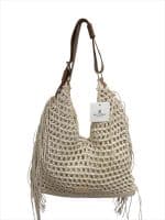 Cream Boho Crochet Fringe Shoulder Bag