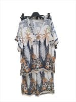 Tropical Print Two Piece Set – Womens Summer Shirt  Shorts Co-Ord