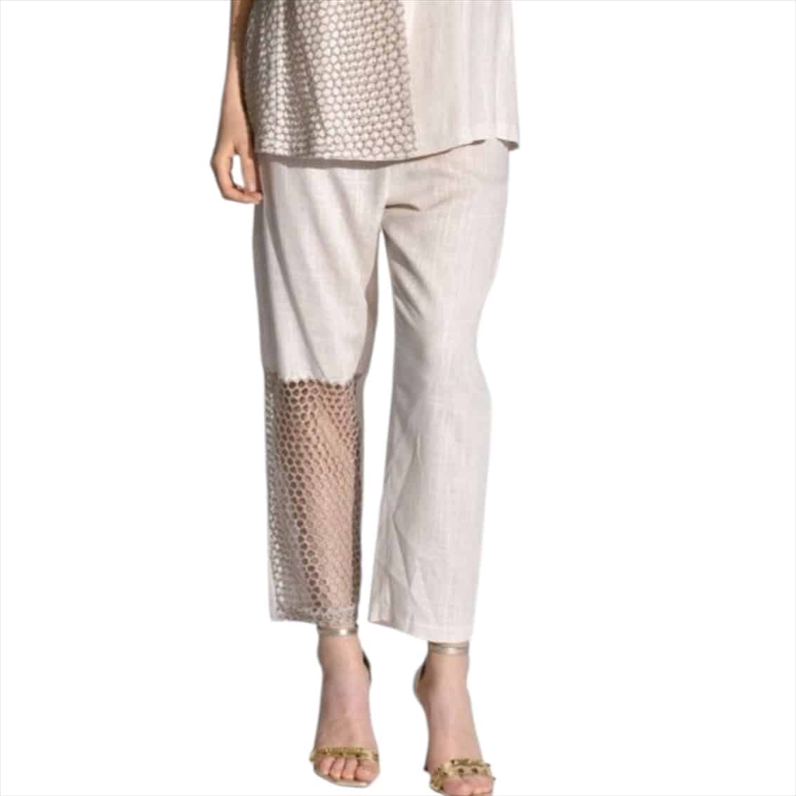 426122.jpg Chic Straight Leg Trousers with Sheer Hem – Modern Resort Wear - Image 1