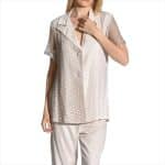 Chic Short Sleeve Blouse with Crochet Insert – Sophisticated Resort Wear