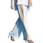 White Palazzo Pants with Gold Sequin Panel Detail – Chic Evening Resort Wear - Image 2