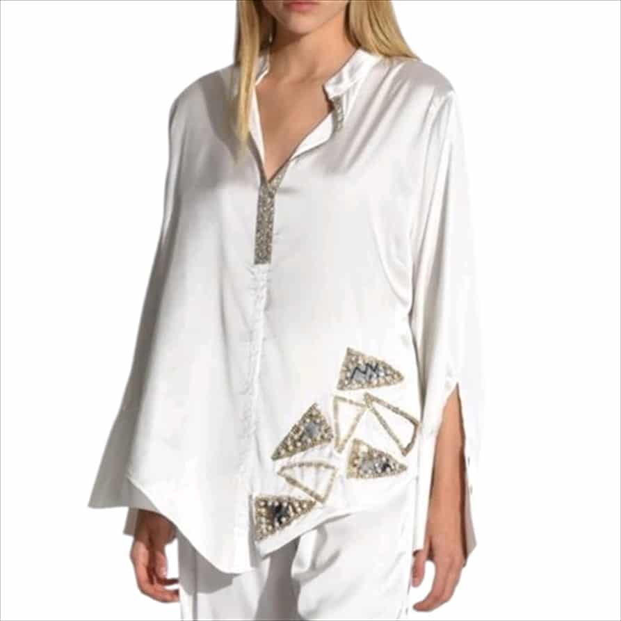 467617.jpg Womens Statement White Blouse with Split Sleeves and Asymmetric Hem – Sophisticated Occasion Wear - Image 1