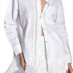 Lace Trim Fringe Shirt for Women – Chic Casual Luxury Top