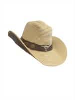Cow Skull Straw Cowboy Hat