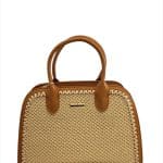 Fashion Womens Woven Satchel Bag with Leather Details