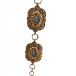 Vintage Gold Chain Belt with Turquoise Stone