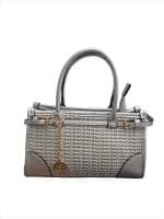 Metallic Synthetic Leather Woven Shoulder Bag