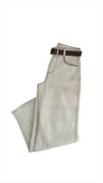 Écru Wide-Leg Jeans with Belt - Image 3