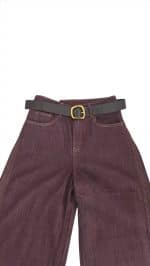 Burgundy Icon Wide Leg Denim Jeans