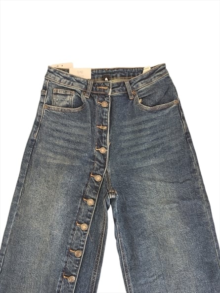 V5121.jpg Button Side Wide-Leg Jeans - Image 1