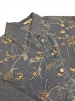 Golden Bloom Embellished Denim Shirt