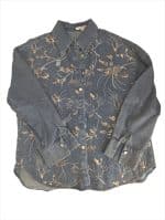 Golden Bloom Embellished Denim Shirt - Image 3