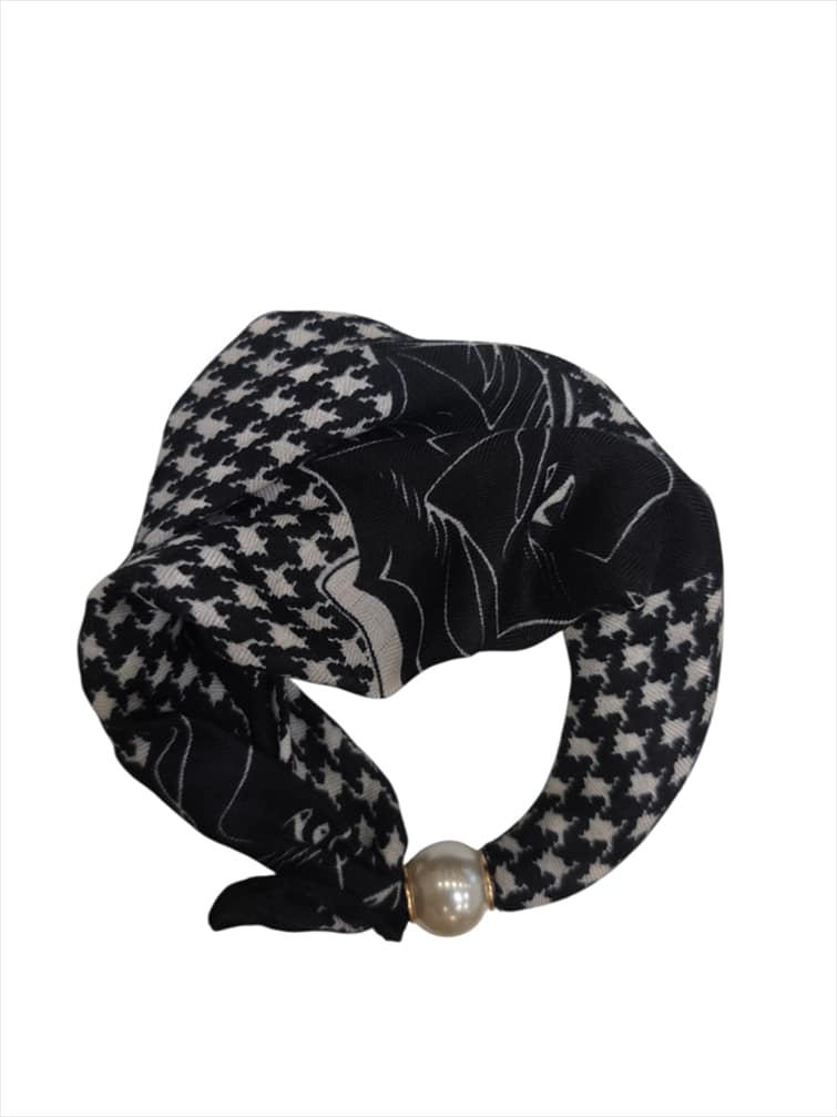 581250.jpg Elegant Printed Scarf with Pearl Detail - Image 1