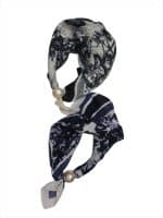 Elegant Printed Scarf with Pearl Detail - Image 2