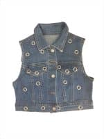 Silver Ring Denim Vest - Image 2