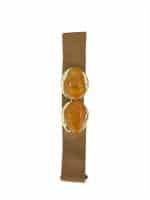 Statement Camel Elastic Waist Belt with Amber-Effect Stones  Gold Buckle - Image 2