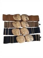 Statement Elastic Waist Belt with Oversized Sculptural Gold Buckle