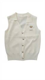 Teddy Love Cream Knitted Vest with Heart Buttons