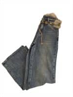Faux Fur Belt Wide Leg Jeans - Image 3