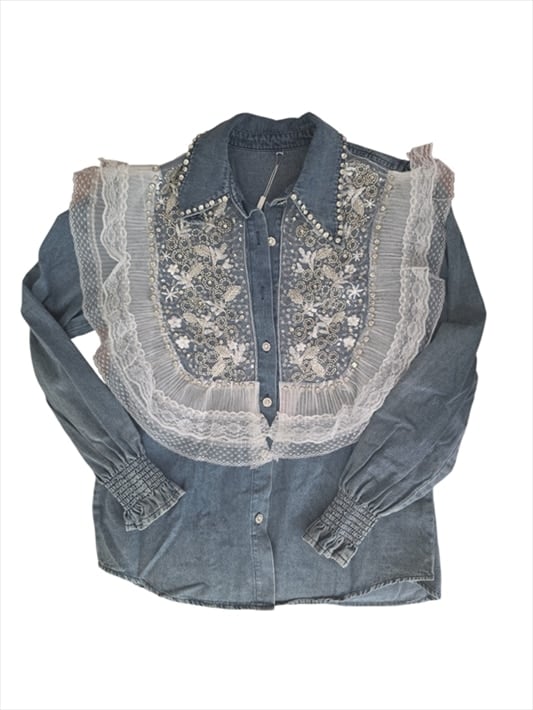 VS8856.jpg Pearl Romance Denim Shirt - Image 1