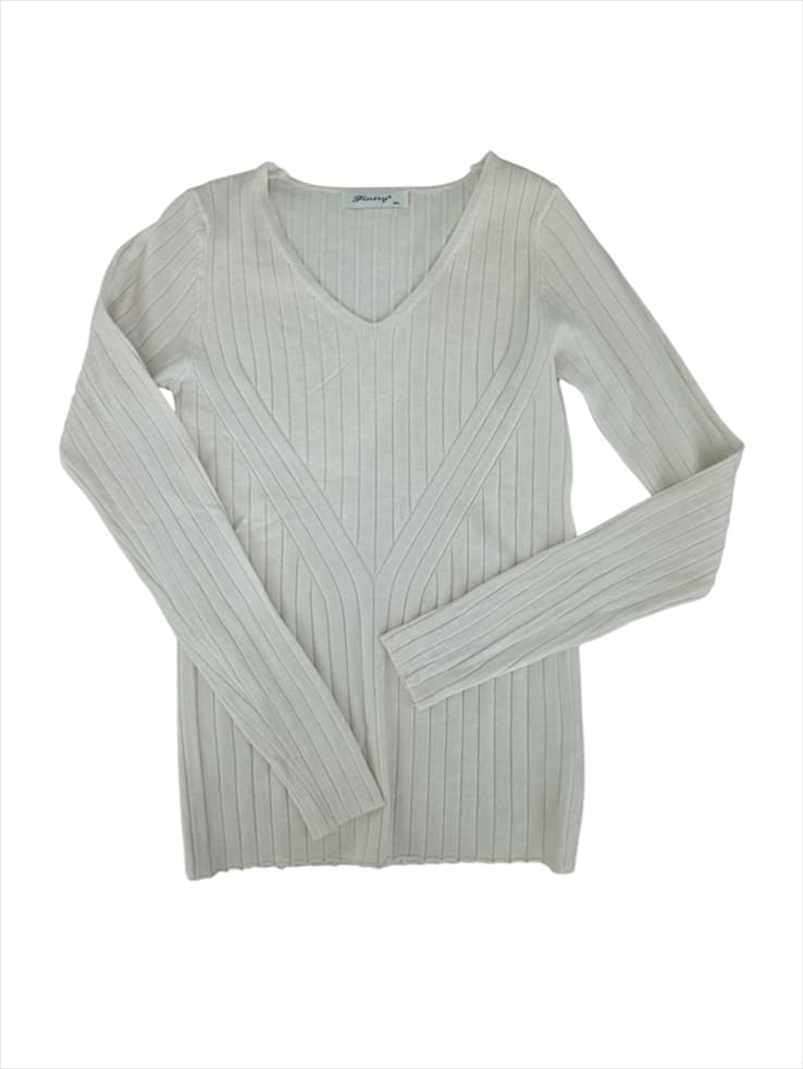 YL8073.jpg Élodie V-Neck Ribbed Knit - Image 1