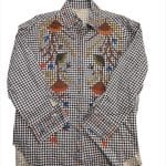 Botanical Print Gingham Check Oversized Shirt