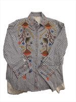 Botanical Print Gingham Check Oversized Shirt