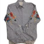 Floral Embroidered Gingham Check Oversized Shirt