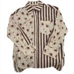 Vintage Floral  Stripe Patchwork Oversized Shirt