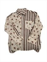 Vintage Floral  Stripe Patchwork Oversized Shirt