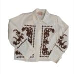 Boho Brown Floral Embroidered White Shirt