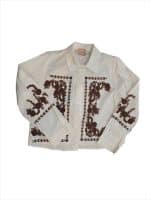 Boho Brown Floral Embroidered White Shirt