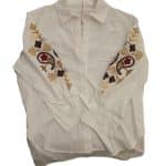 Boho Floral Embroidered Sleeve Shirt