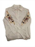 Boho Floral Embroidered Sleeve Shirt - Image 2