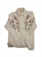 Floral Embroidered Oversized White Shirt - Image 2
