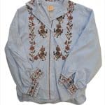 Floral Embroidered Blue Pinstripe Oversized Shirt