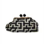 Art Deco Chic Black  Ivory Kiss Lock Clutch Bag