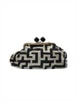 Art Deco Chic Black  Ivory Kiss Lock Clutch Bag