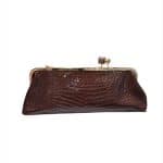 The Monroe Glossy Croc Print Frame Clutch