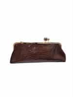 The Monroe Glossy Croc Print Frame Clutch