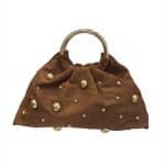 Golden Aura Suede-Effect Clutch Bag with Studs