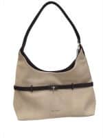 Curved Shoulder Bag with Slim Belt Accent