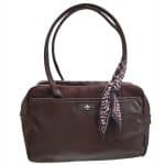 Vintage Leather-Effect Handbag with Printed Scarf