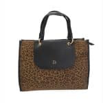 Zaria Luxe Leopard Print Top Handle Bag
