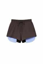 Layered Contrast Stripe Drawstring Shorts - Image 2