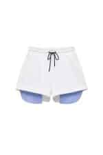 Layered Contrast Stripe Drawstring Shorts - Image 3